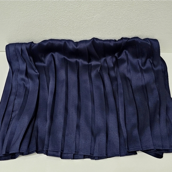 Banana Republic Navy Blue Satin Pleated Midi Skirt - Picture 9 of 16